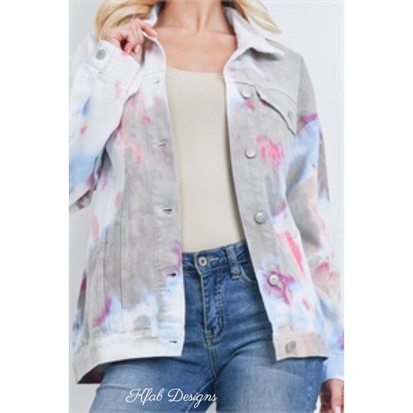 ❤️LAST! Tie Dye Oversized Button Up Denim Jacket - Picture 5 of 6